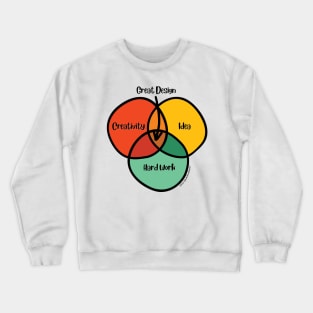 Venn Diagram Great Graphic Design Creativity Idea Hard Work Crewneck Sweatshirt